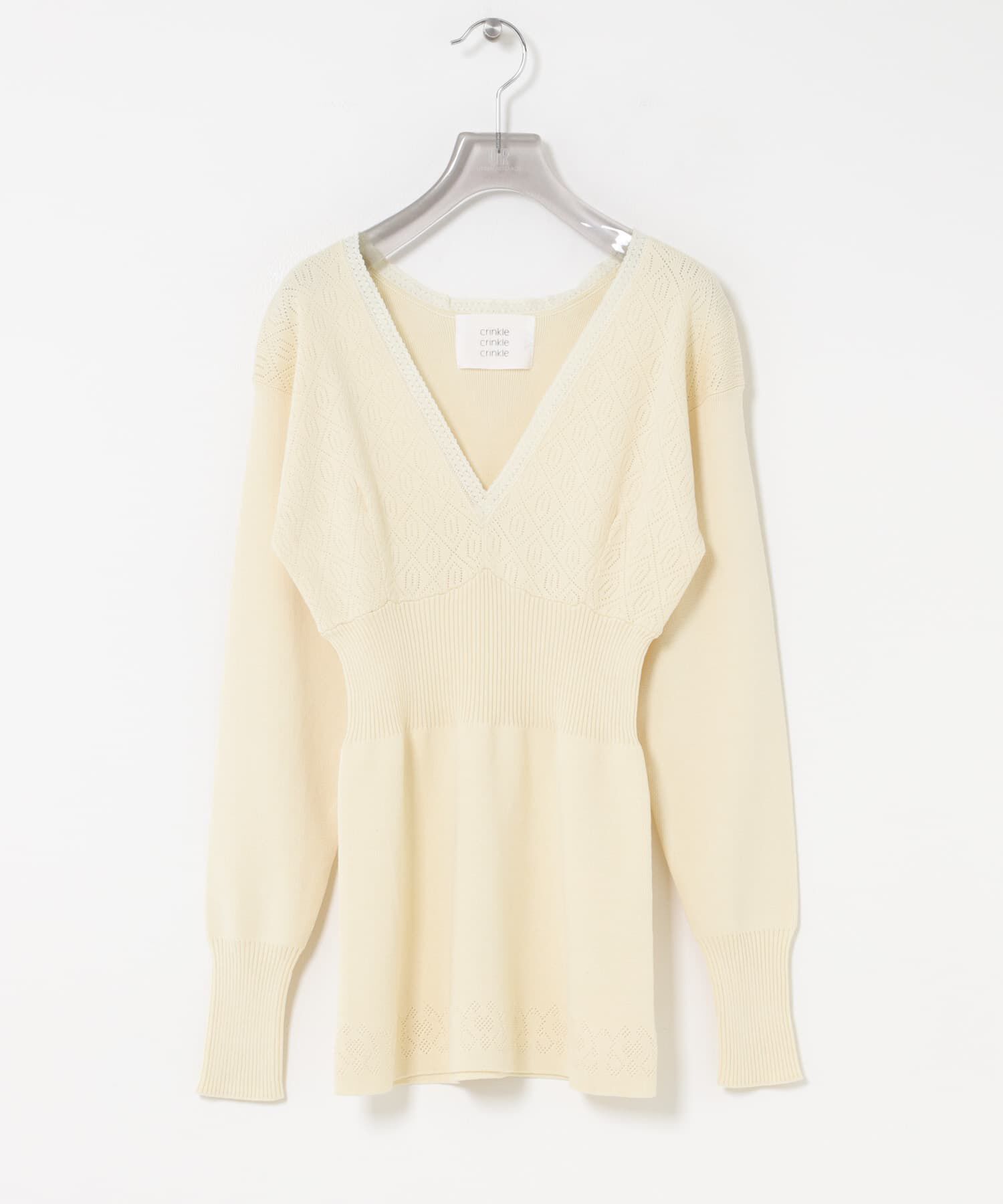 URBAN RESEARCH「crinkle crinkle crinkle　GEOMETRIC JACQUARD KNIT」|ニット・セーター|アイボリー