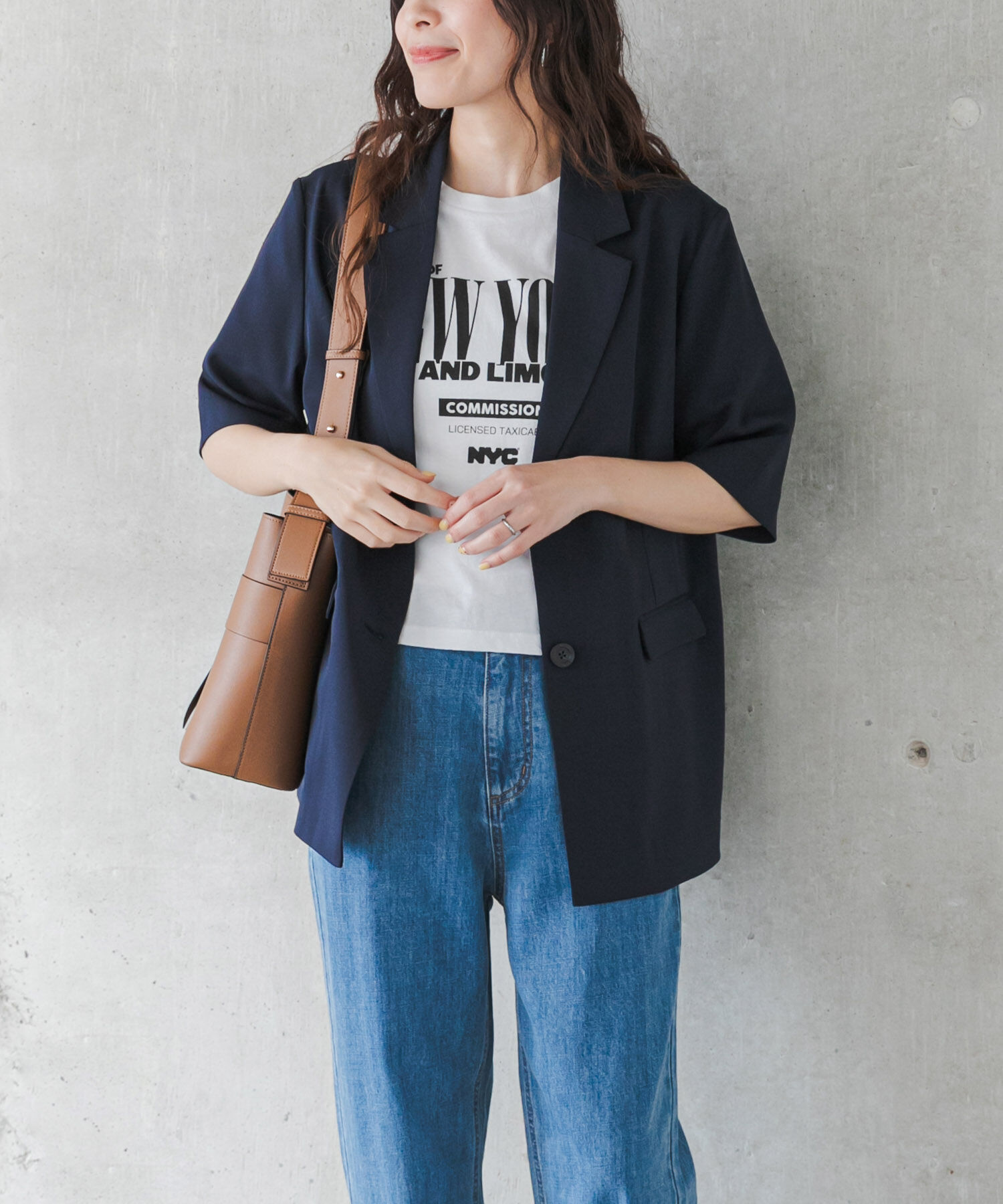 URBAN RESEARCH DOORS「『UR TECH』完声/涼 ハーフスリーブジャケット」|その他|ネイビー