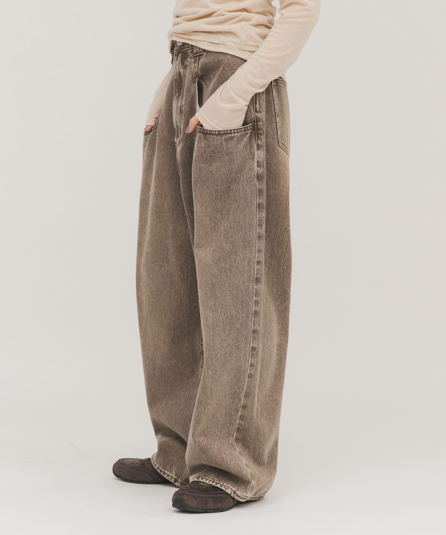  「『3サイズ展開』BIGポケットデザインデニム」|デニム|ブラウン