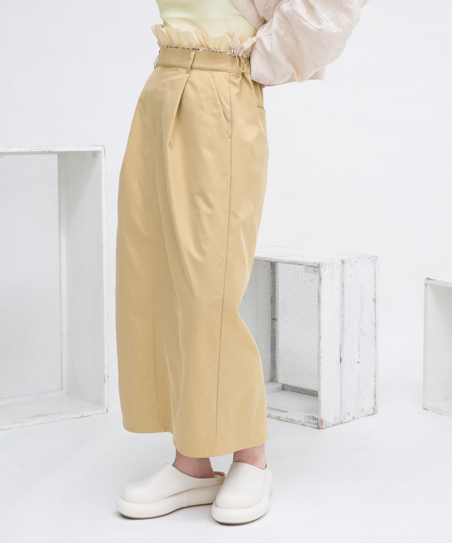  「ウエストドロストレイヤードスカート」|スカート|ベージュ