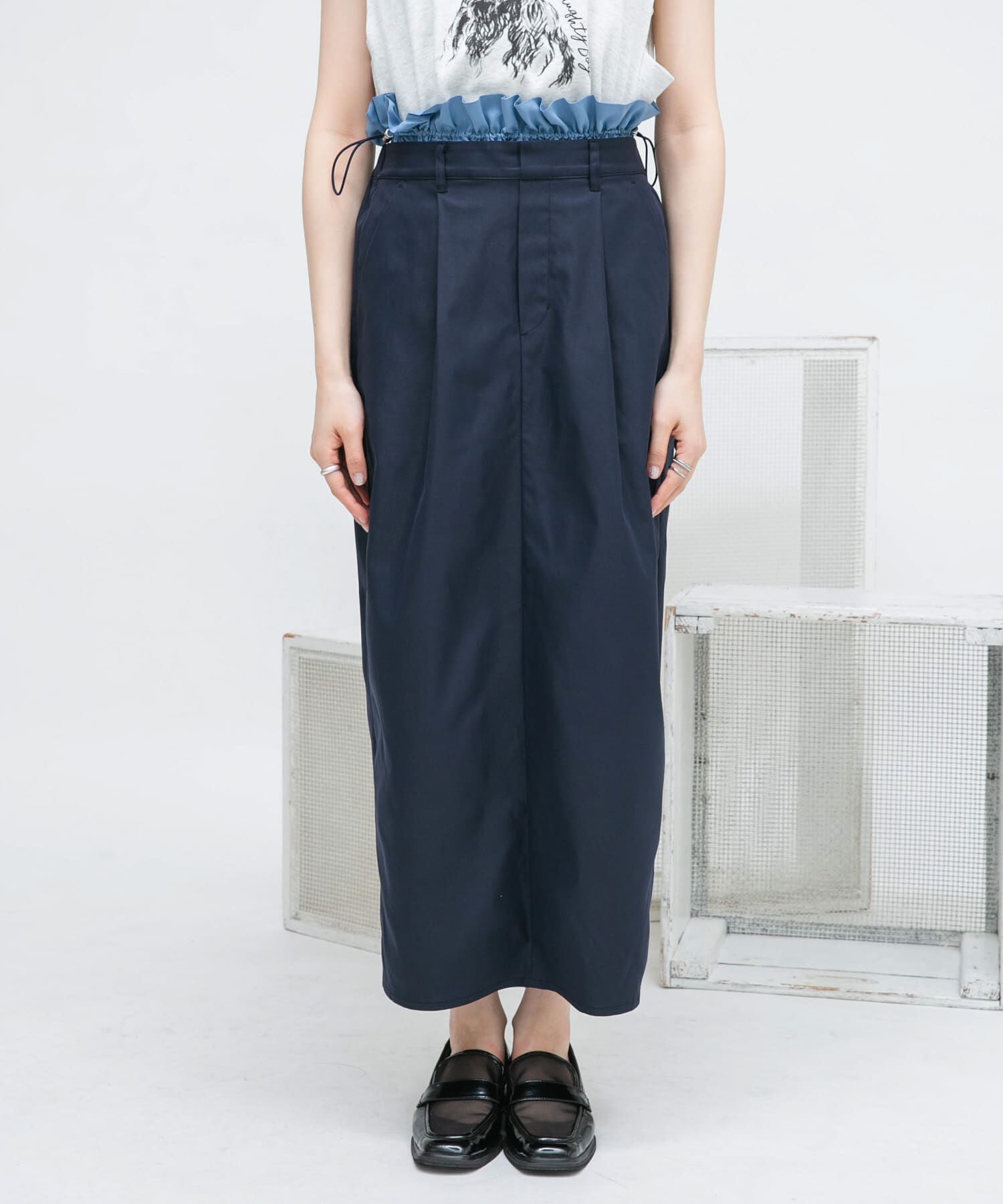  「ウエストドロストレイヤードスカート」|スカート|