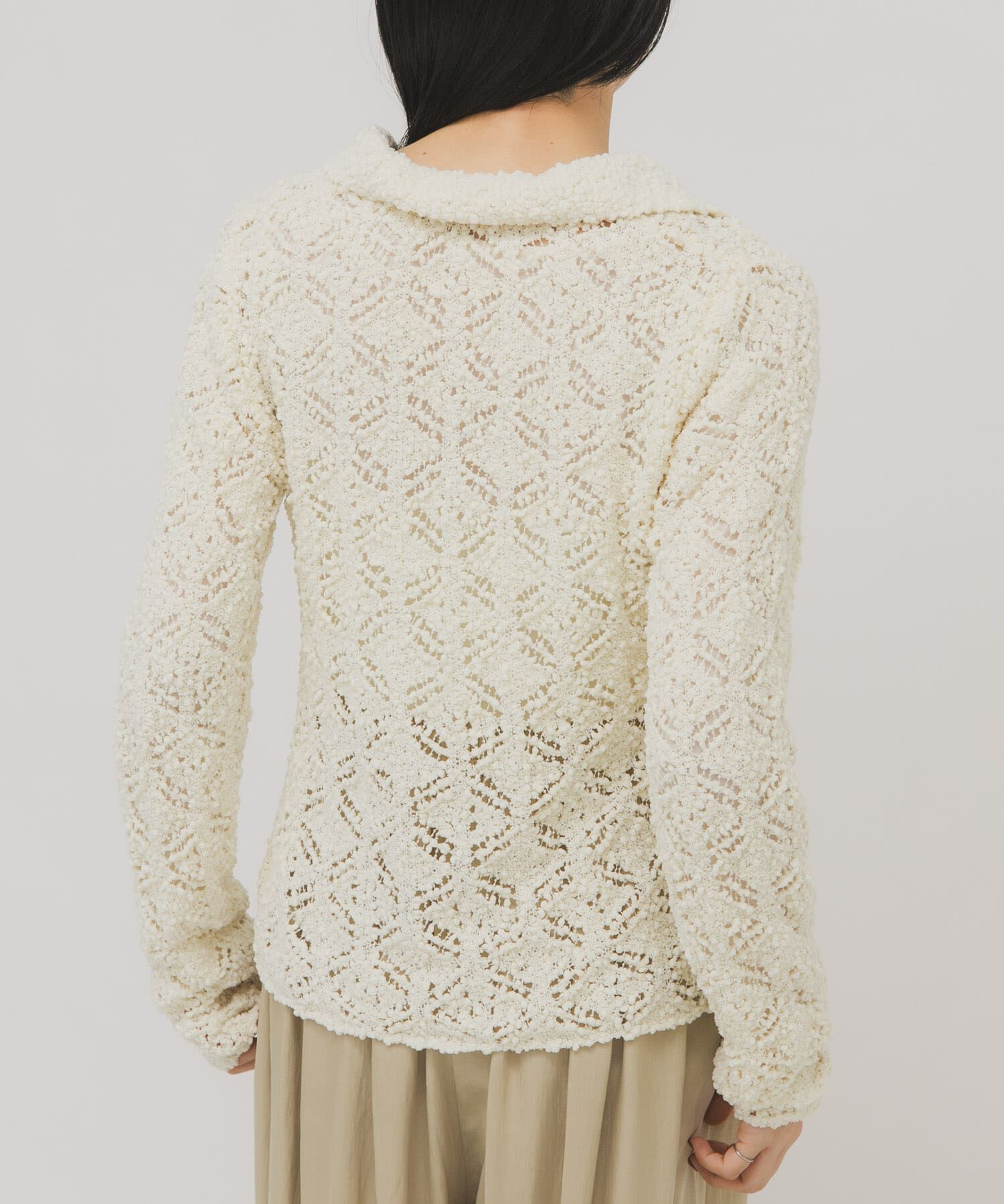  「クロシェレースニットシャツ」|ニット・セーター|