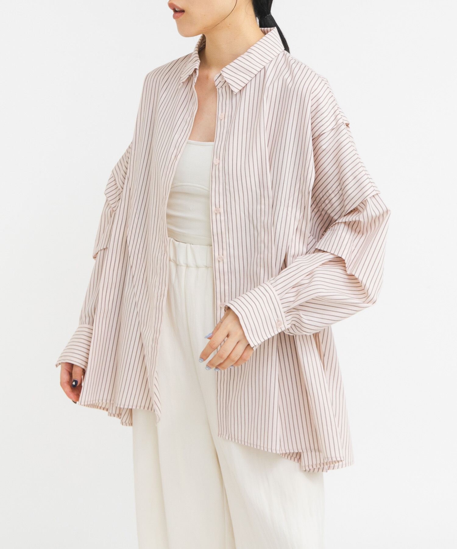  「ランダムタックデザインストライプシャツ」|シャツ・ブラウス|