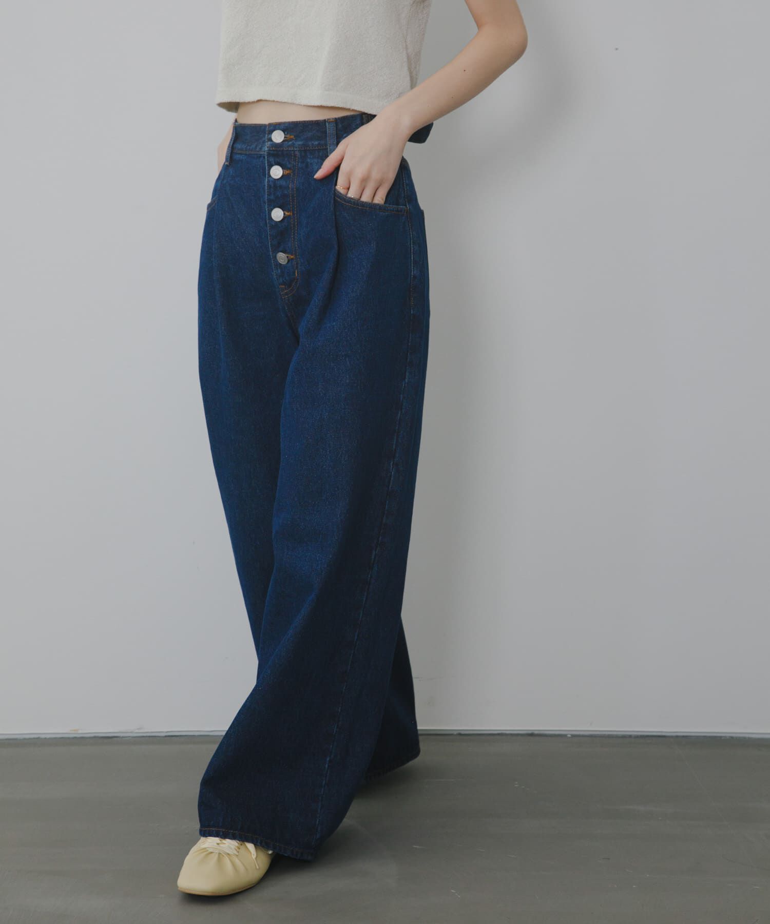  「『3サイズ展開』タックボタンアップデニム」|デニム|