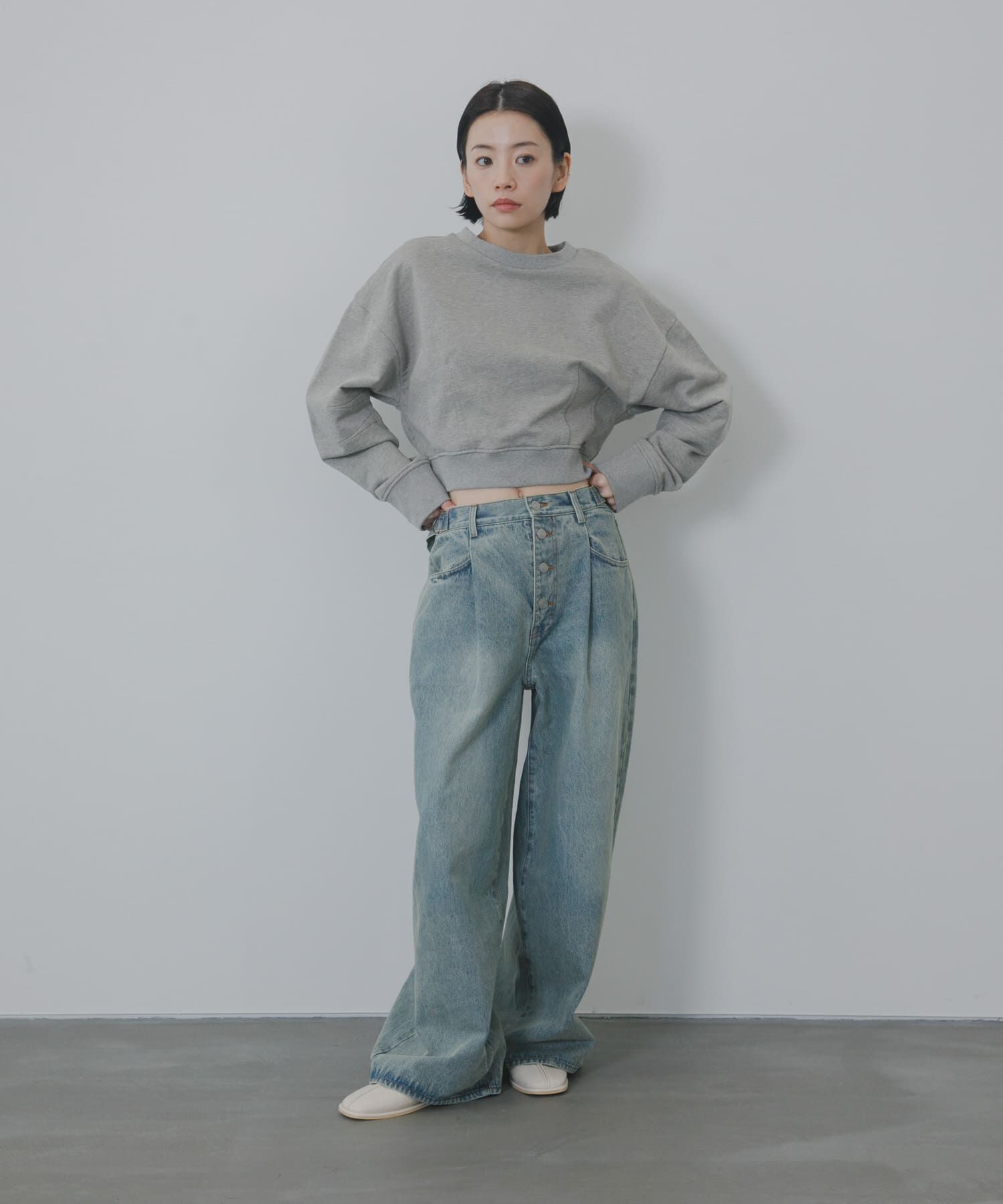  「『3サイズ展開』タックボタンアップデニム」|デニム|