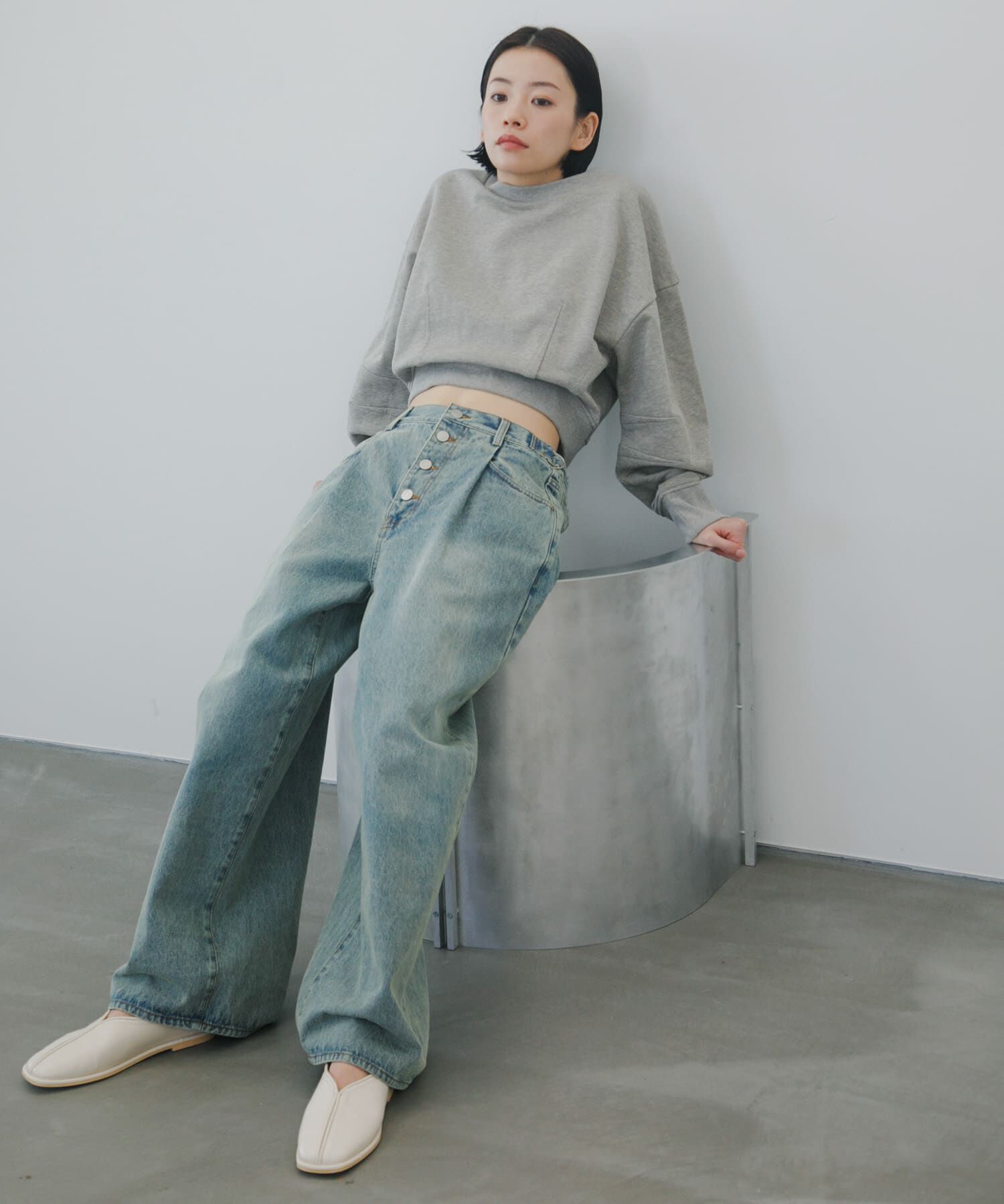  「『3サイズ展開』タックボタンアップデニム」|デニム|