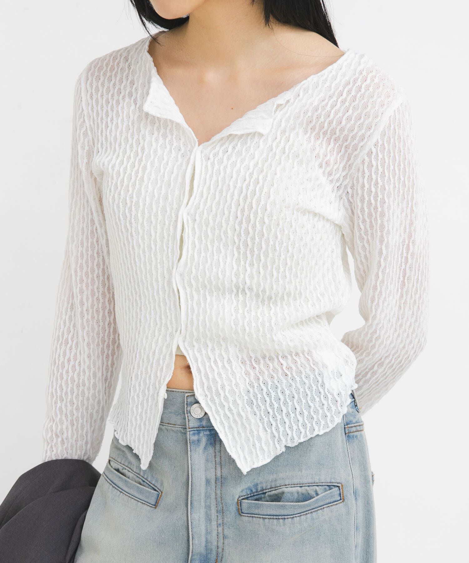  「フロントオープンアイレットカットソー」|Tシャツ・カットソー|