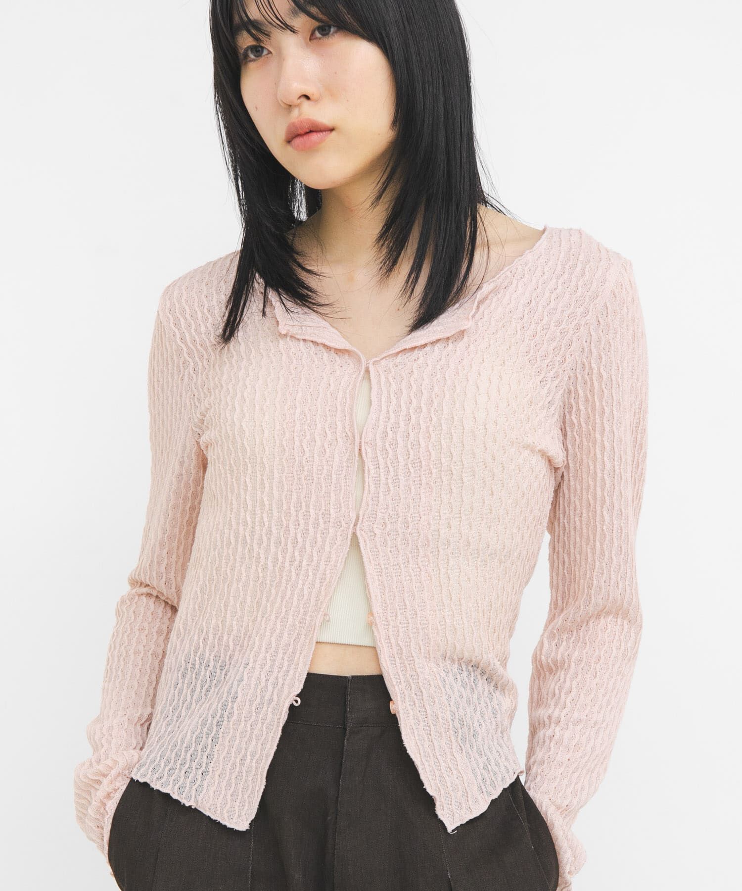  「フロントオープンアイレットカットソー」|Tシャツ・カットソー|