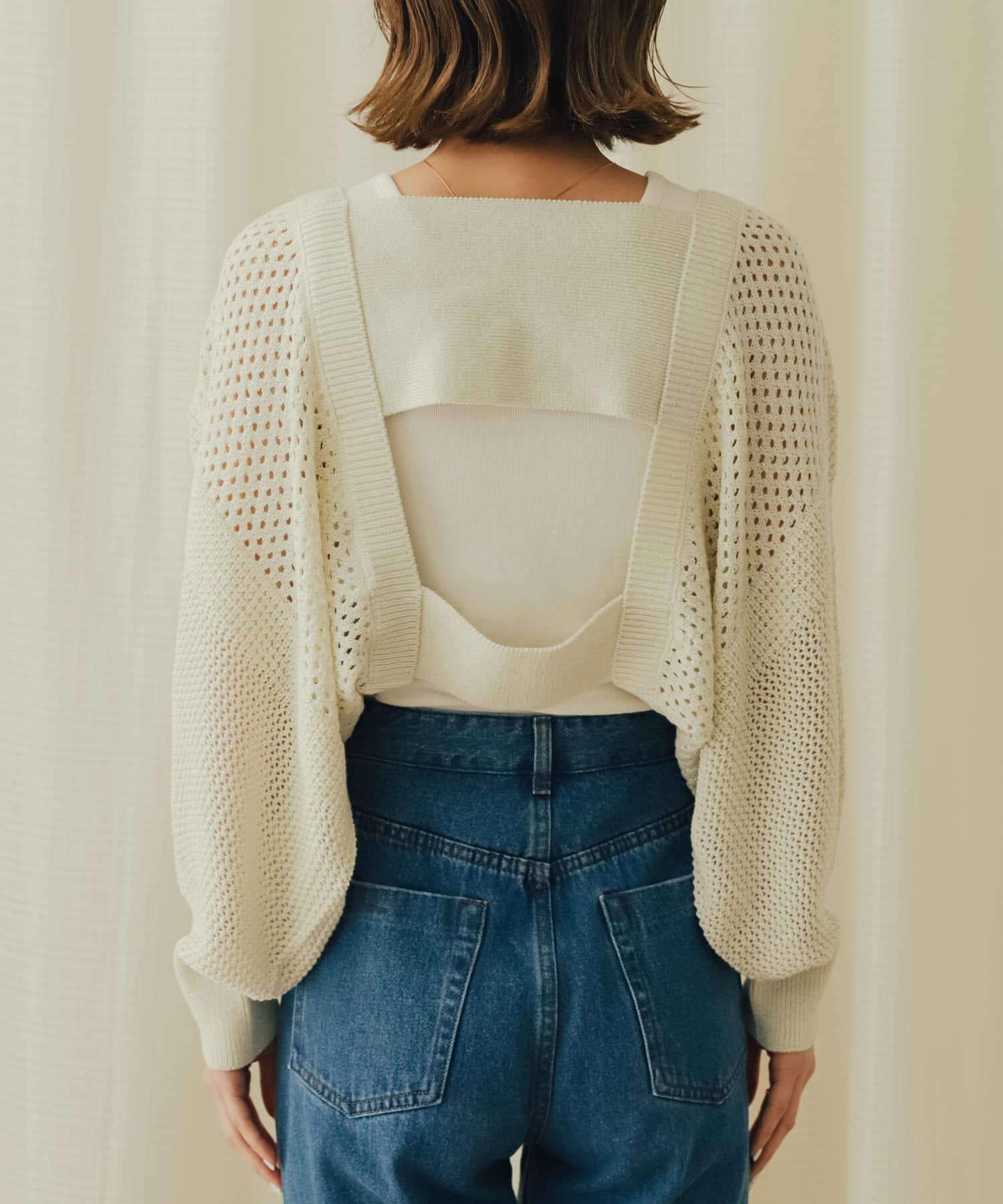 SENSE OF PLACE by URBAN RESEARCH「ラメバックオープンメッシュボレロ」|カーディガン|