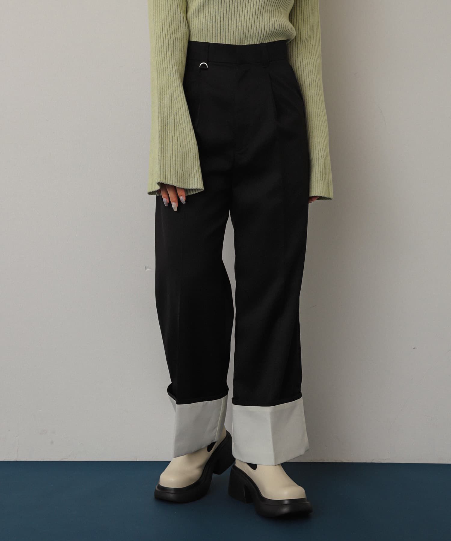 SENSE OF PLACE by URBAN RESEARCH「ワイドターンバックパンツ」|その他|ブラック