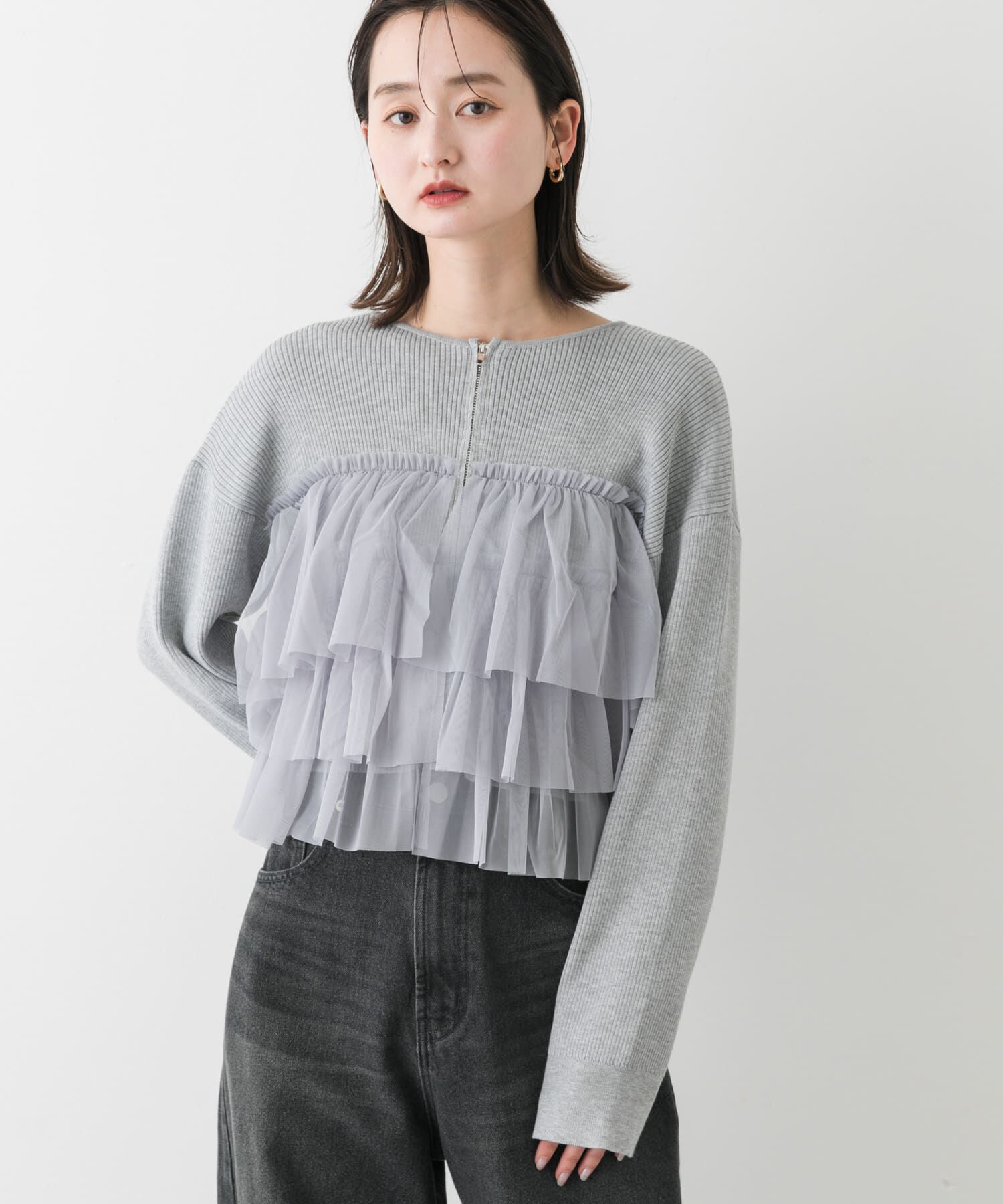 SENSE OF PLACE by URBAN RESEARCH「ダブルジップフリルニットカーディガン」|カーディガン|