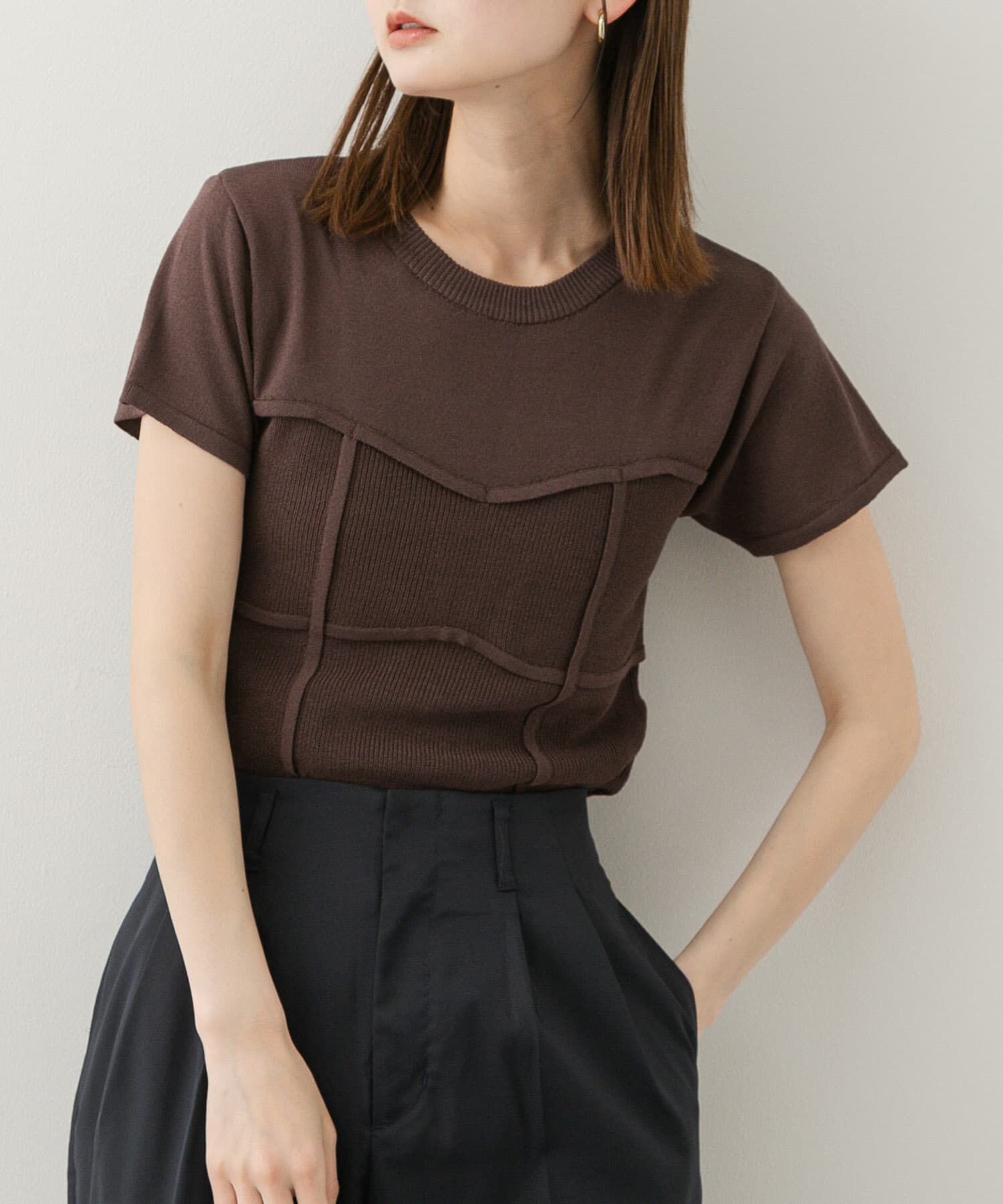 SENSE OF PLACE by URBAN RESEARCH「ビスチェデザインセーター(半袖)」|ニット・セーター|モカ