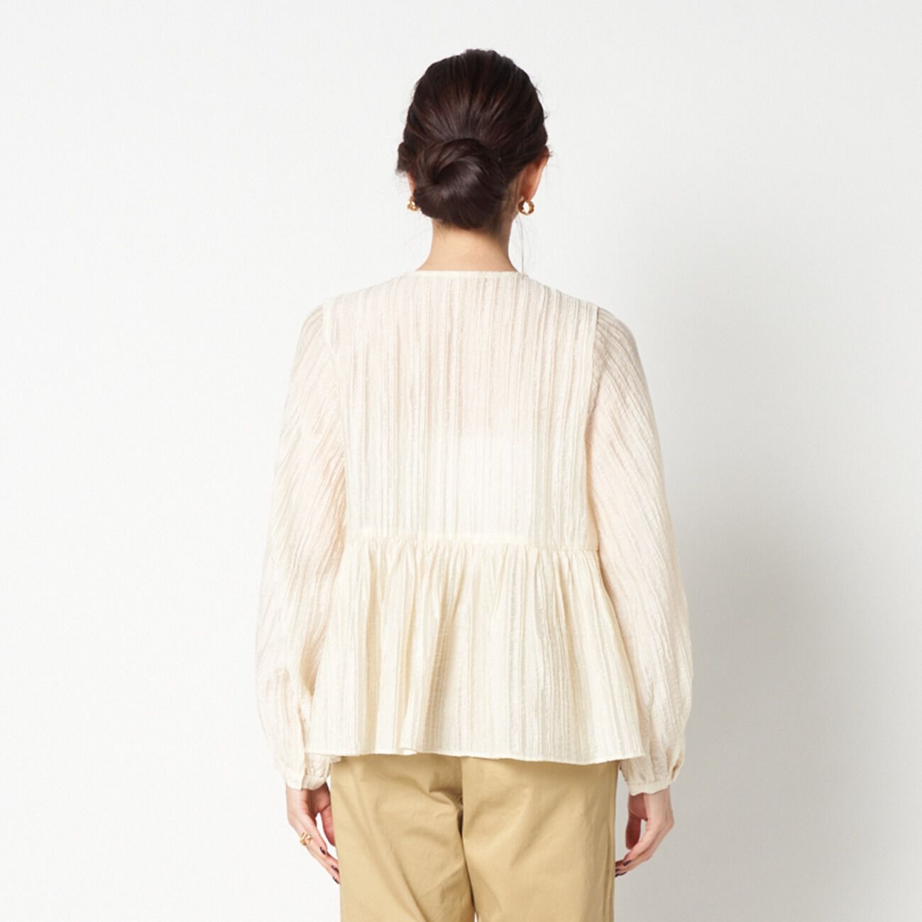 HELIOPOLE「HELIOPOLE STRIPED CREPE SIDE SLIT BLOUSE」|シャツ・ブラウス|