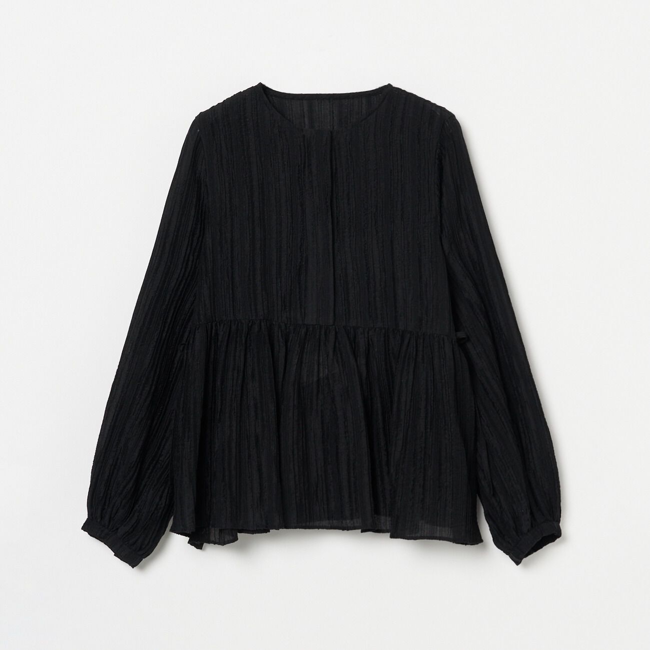 HELIOPOLE「HELIOPOLE STRIPED CREPE SIDE SLIT BLOUSE」|シャツ・ブラウス|ブラック