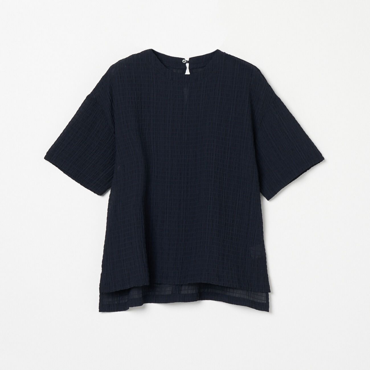 HELIOPOLE「HELIOPOLE SEERSUCKER TEE BLOUSE」|シャツ・ブラウス|ネイビー