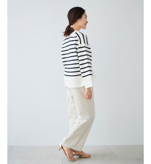 le.coeur blanc「ボーダーワイドシルエットVネックニット」|ニット・セーター|