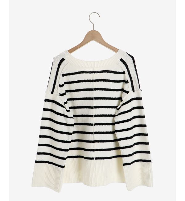 le.coeur blanc「ボーダーワイドシルエットVネックニット」|ニット・セーター|