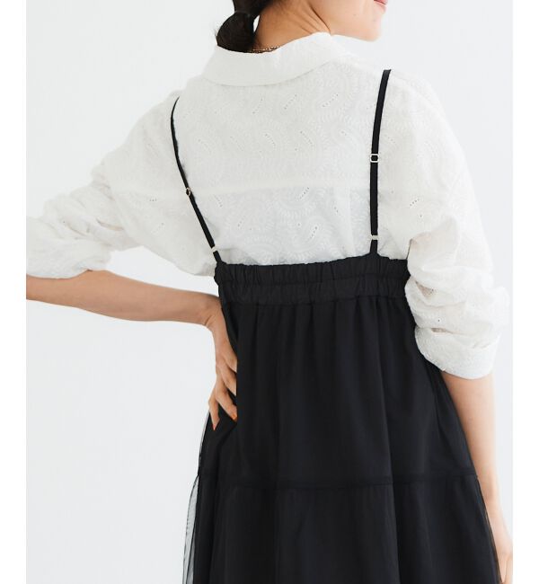 le.coeur blanc「《WEB限定アイテム》チュールティアードキャミワンピース」|ワンピース|