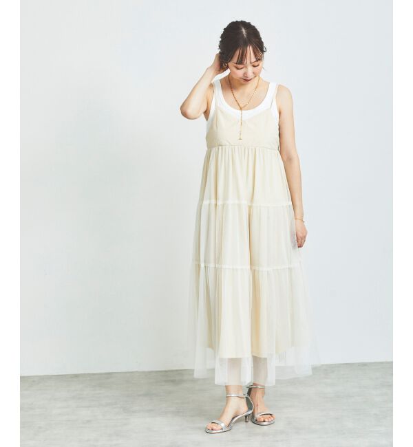 le.coeur blanc「《WEB限定アイテム》チュールティアードキャミワンピース」|ワンピース|