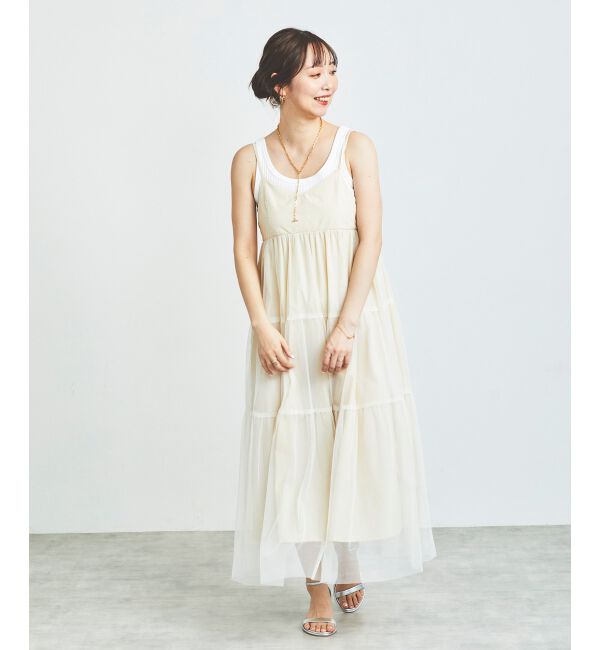 le.coeur blanc「《WEB限定アイテム》チュールティアードキャミワンピース」|ワンピース|