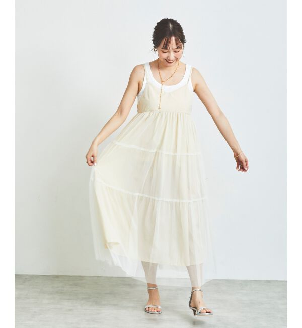 le.coeur blanc「《WEB限定アイテム》チュールティアードキャミワンピース」|ワンピース|