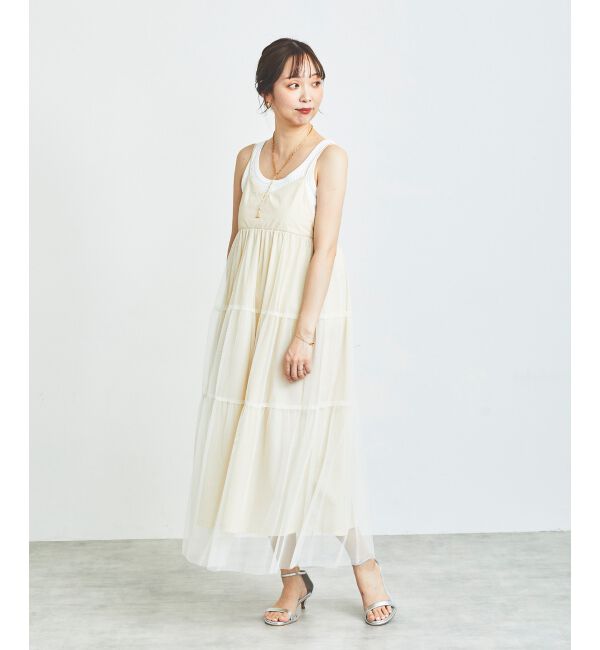le.coeur blanc「《WEB限定アイテム》チュールティアードキャミワンピース」|ワンピース|