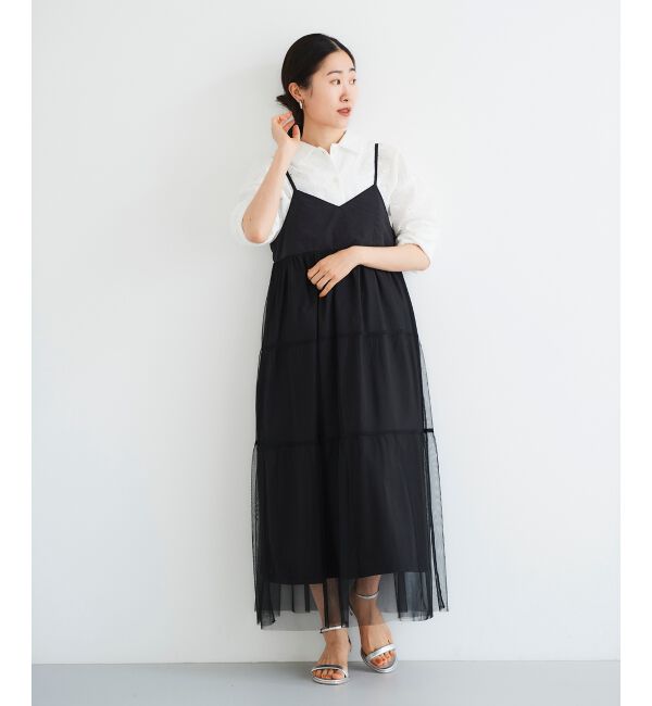 le.coeur blanc「《WEB限定アイテム》チュールティアードキャミワンピース」|ワンピース|