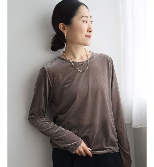 le.coeur blanc「《手洗い可能》ベロアロングスリーブTシャツ」|Tシャツ・カットソー|