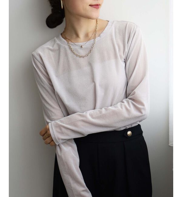 le.coeur blanc「《手洗い可能》ベロアロングスリーブTシャツ」|Tシャツ・カットソー|