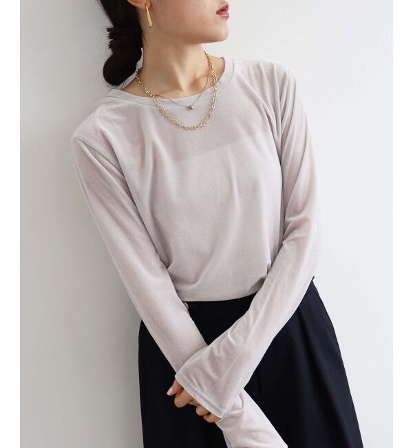 le.coeur blanc「《手洗い可能》ベロアロングスリーブTシャツ」|Tシャツ・カットソー|