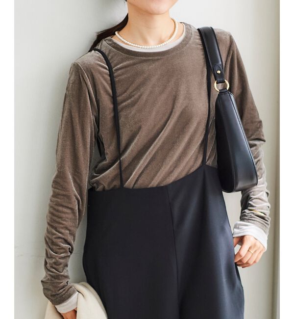 le.coeur blanc「《手洗い可能》ベロアロングスリーブTシャツ」|Tシャツ・カットソー|モカ