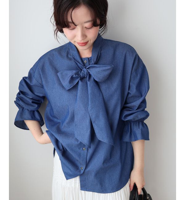 「デニムボウタイブラウス」|シャツ・ブラウス|