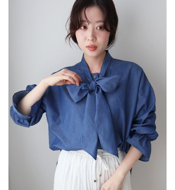  「デニムボウタイブラウス」|シャツ・ブラウス|