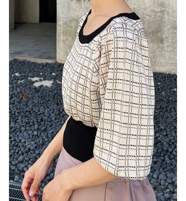 MAJESTICLEGON「スクエアネックチェックニット」|ニット・セーター|