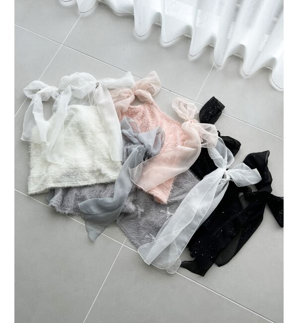 MAJESTICLEGON「ラメリボンプードルビスチェ」|キャミソール|