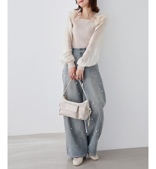 MAJESTICLEGON「肩フリルシアースリーブニット」|ニット・セーター|