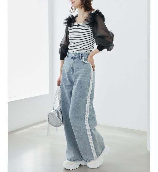 MAJESTICLEGON「肩フリルシアースリーブニット」|ニット・セーター|