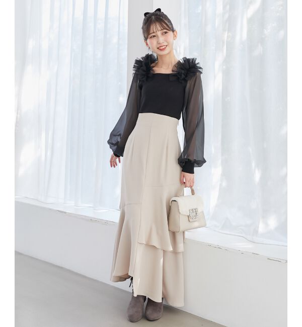 MAJESTICLEGON「肩フリルシアースリーブニット」|ニット・セーター|