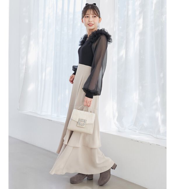 MAJESTICLEGON「肩フリルシアースリーブニット」|ニット・セーター|