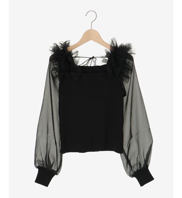 MAJESTICLEGON「肩フリルシアースリーブニット」|ニット・セーター|