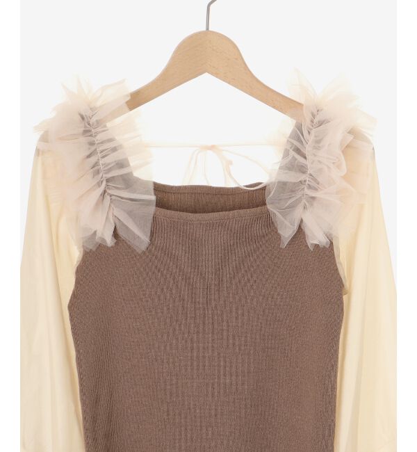 MAJESTICLEGON「肩フリルシアースリーブニット」|ニット・セーター|