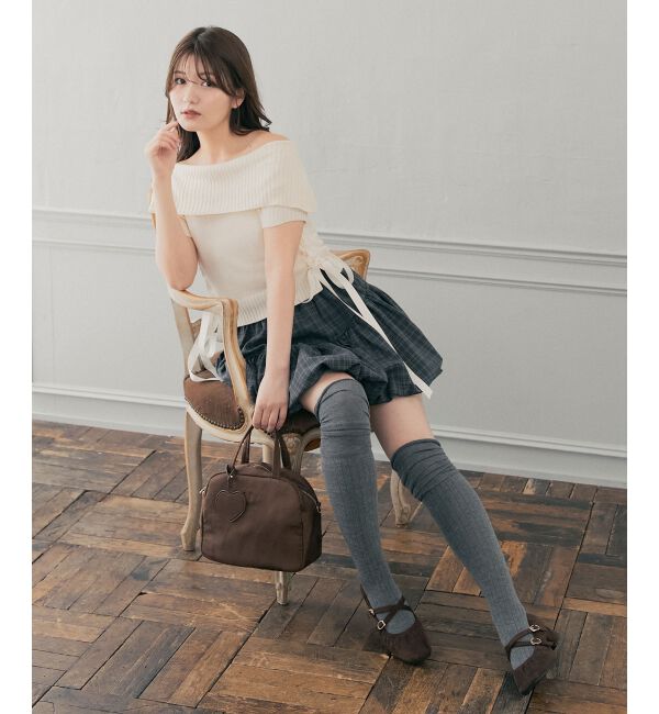  「レースアップオフショルニット」|ニット・セーター|