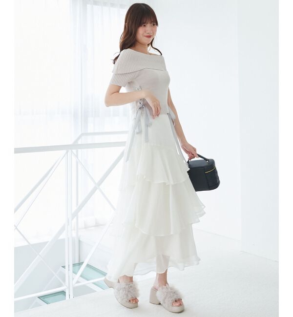  「レースアップオフショルニット」|ニット・セーター|