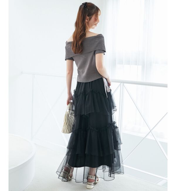  「レースアップオフショルニット」|ニット・セーター|