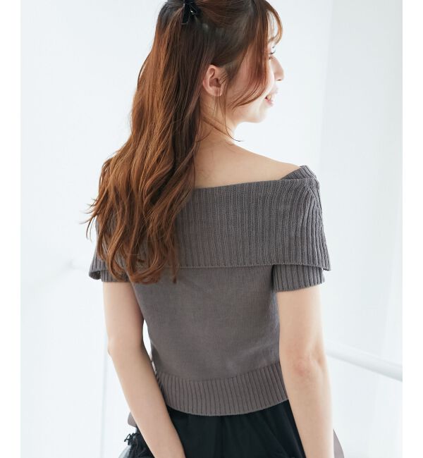  「レースアップオフショルニット」|ニット・セーター|