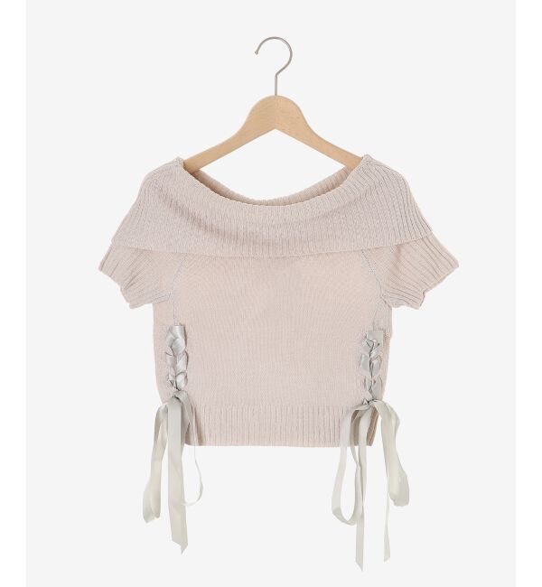  「レースアップオフショルニット」|ニット・セーター|