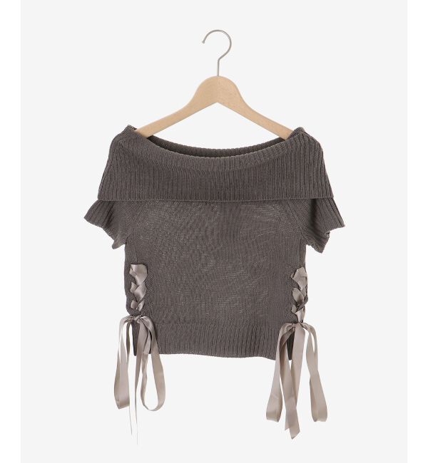  「レースアップオフショルニット」|ニット・セーター|