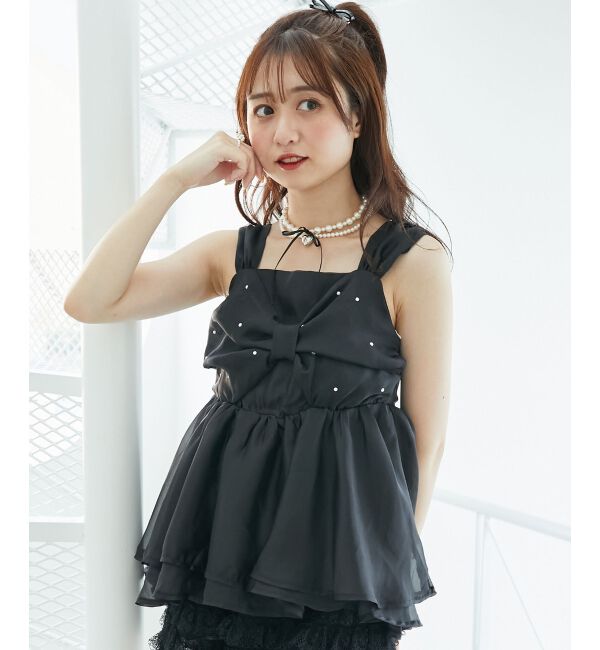 「キラキラビジューリボンビスチェ」|キャミソール|