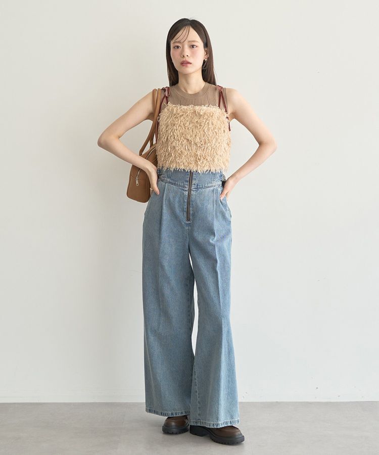 earth music&ecology「ベロアリボンフェザービスチェ」|ベスト・ジレ|