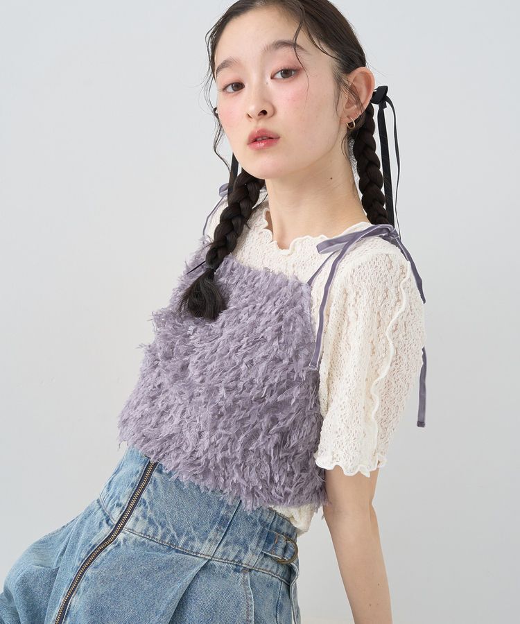 earth music&ecology「ベロアリボンフェザービスチェ」|ベスト・ジレ|